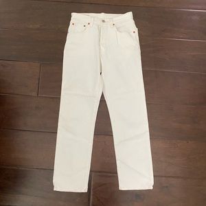 Levi’s 501 Straight Leg White Cropped Jeans